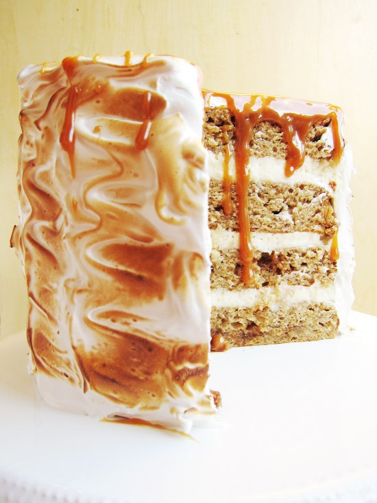 Toasted Marshmallow Caramel Banana Cake with Cheesecake Frosting 2