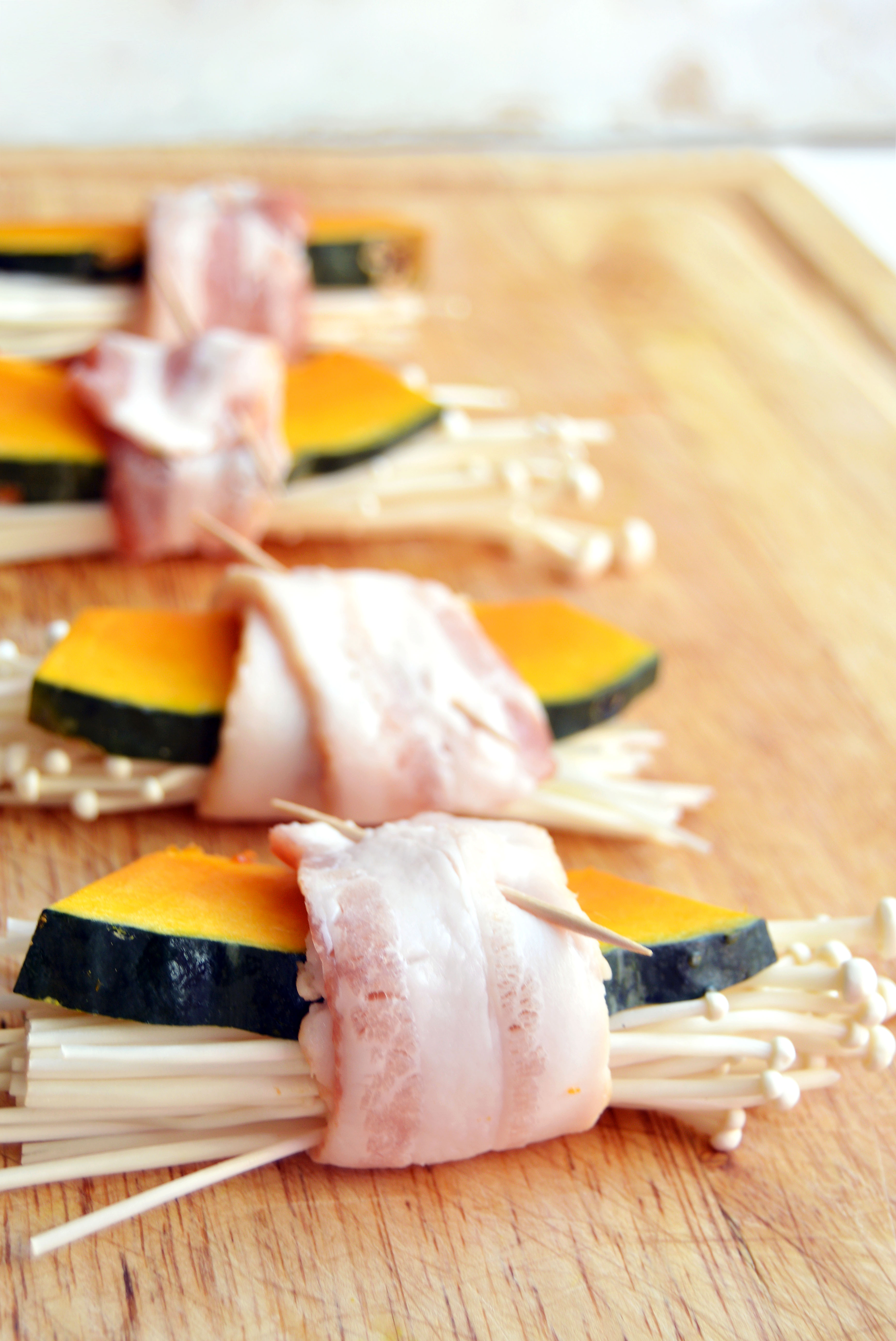kabocha squash bacon enoki
