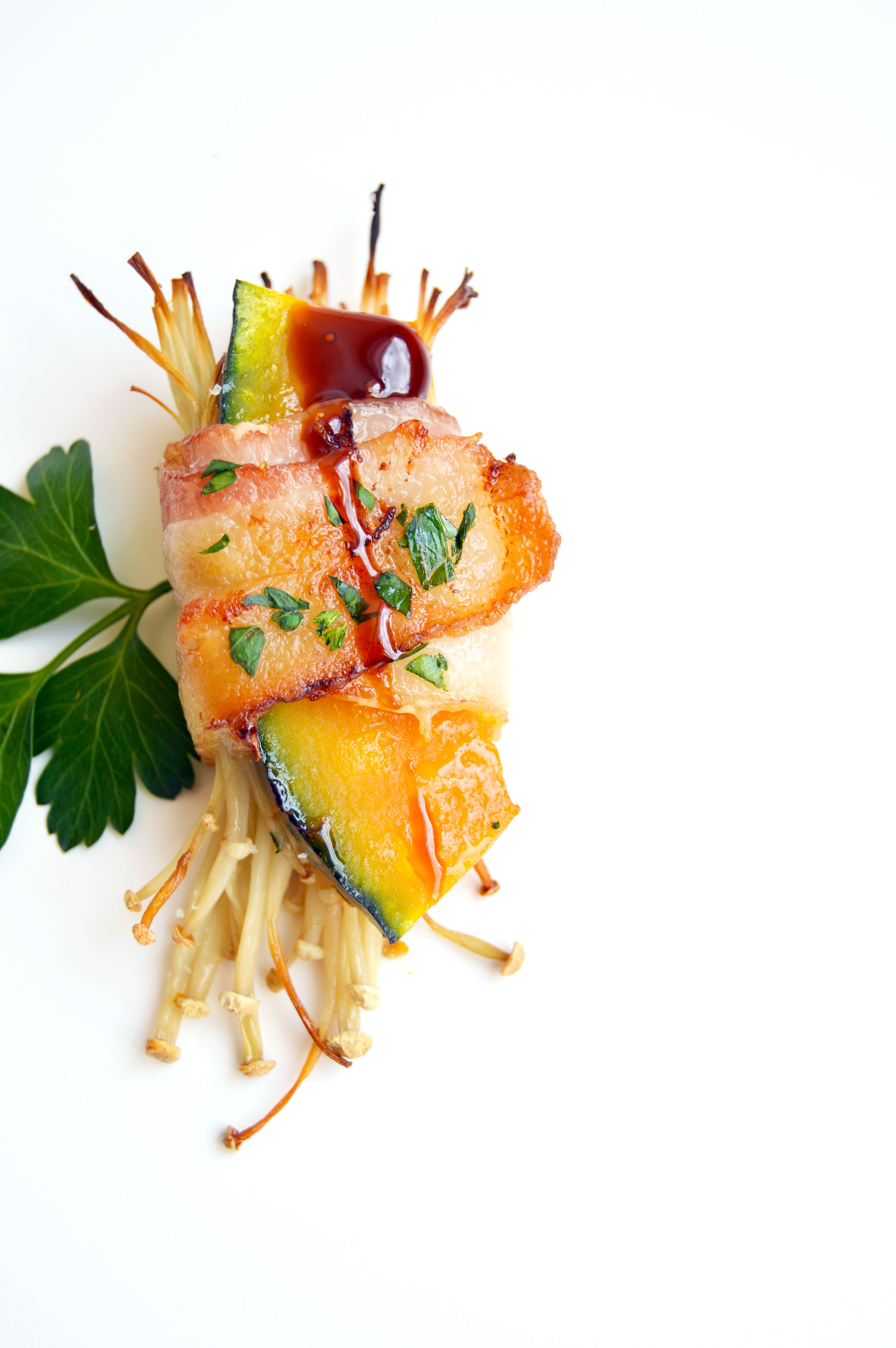 Bacon Wrapped Enoki Mushrooms and Kabocha Squash 3