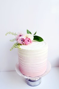 pink ombre flower cake
