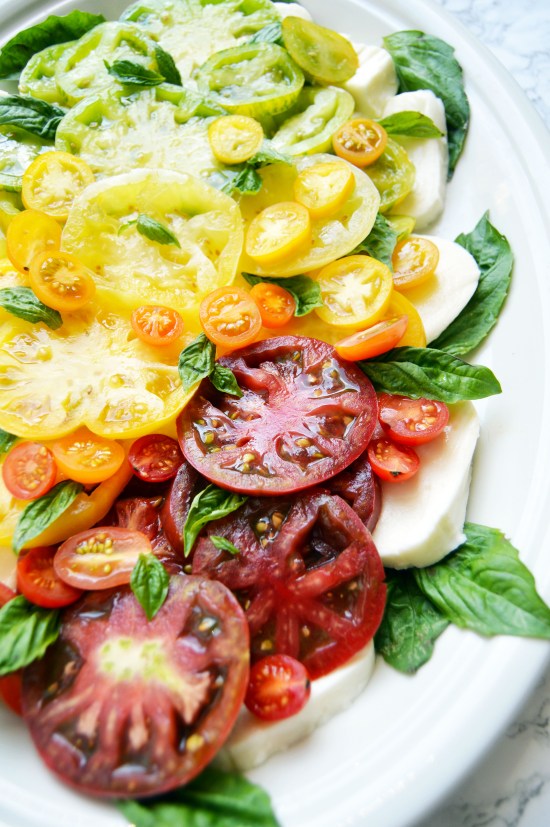 Rainbow Caprese Salad with Spicy Balsamic Glaze