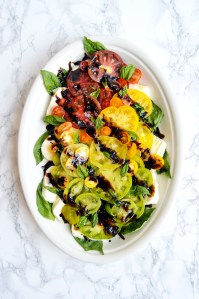 Rainbow Caprese Salad with Spicy Balsamic Glaze