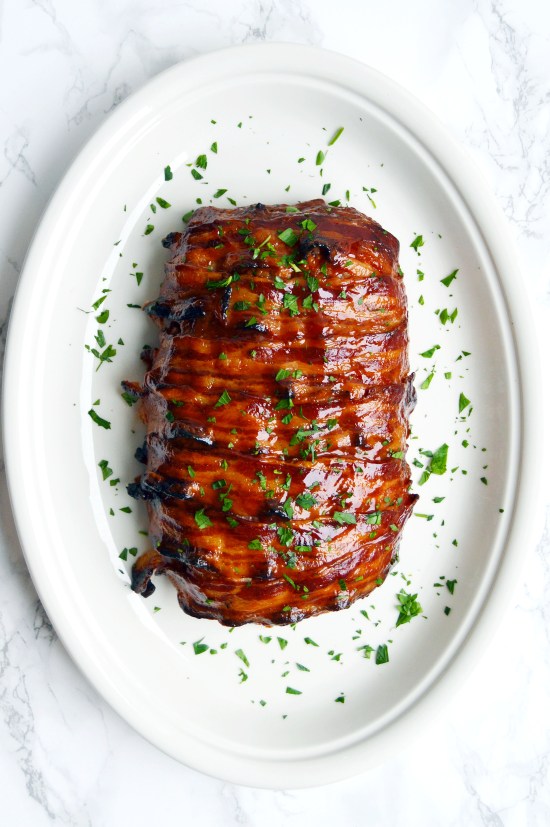 bacon wrapped meatloaf with brown sugar ketchup glaze